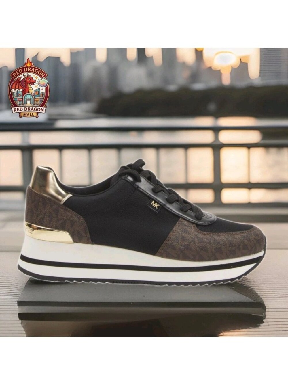 Michael Kors Monique Knit Trainer Running Sneakers Brown - Women's Size 10 - Picture 9 of 12